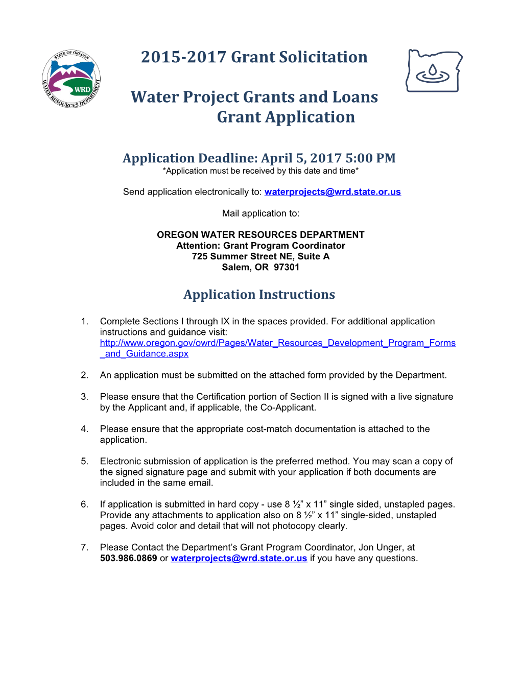 Water Project Grants and Loans