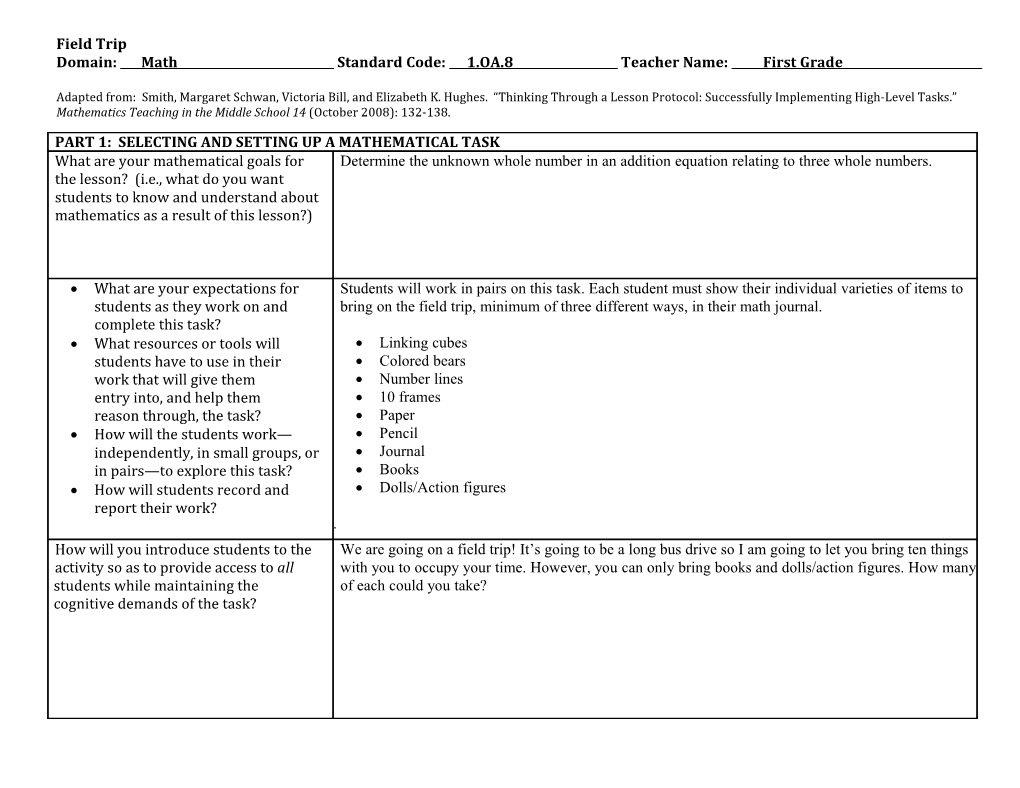 Thinking Through a Lesson Protocol (TTLP) Template s30