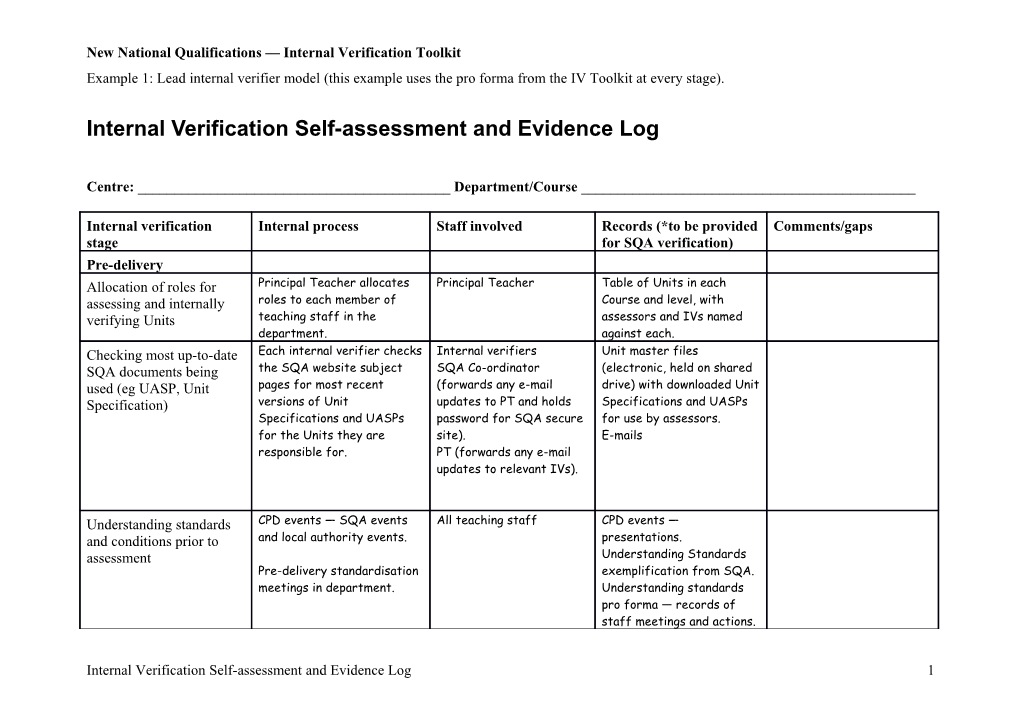 New National Qualifications Internal Verification Toolkit