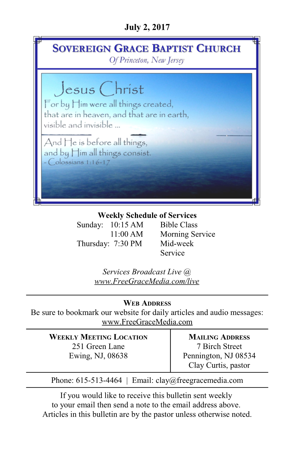 Weekly Schedule of Services s1