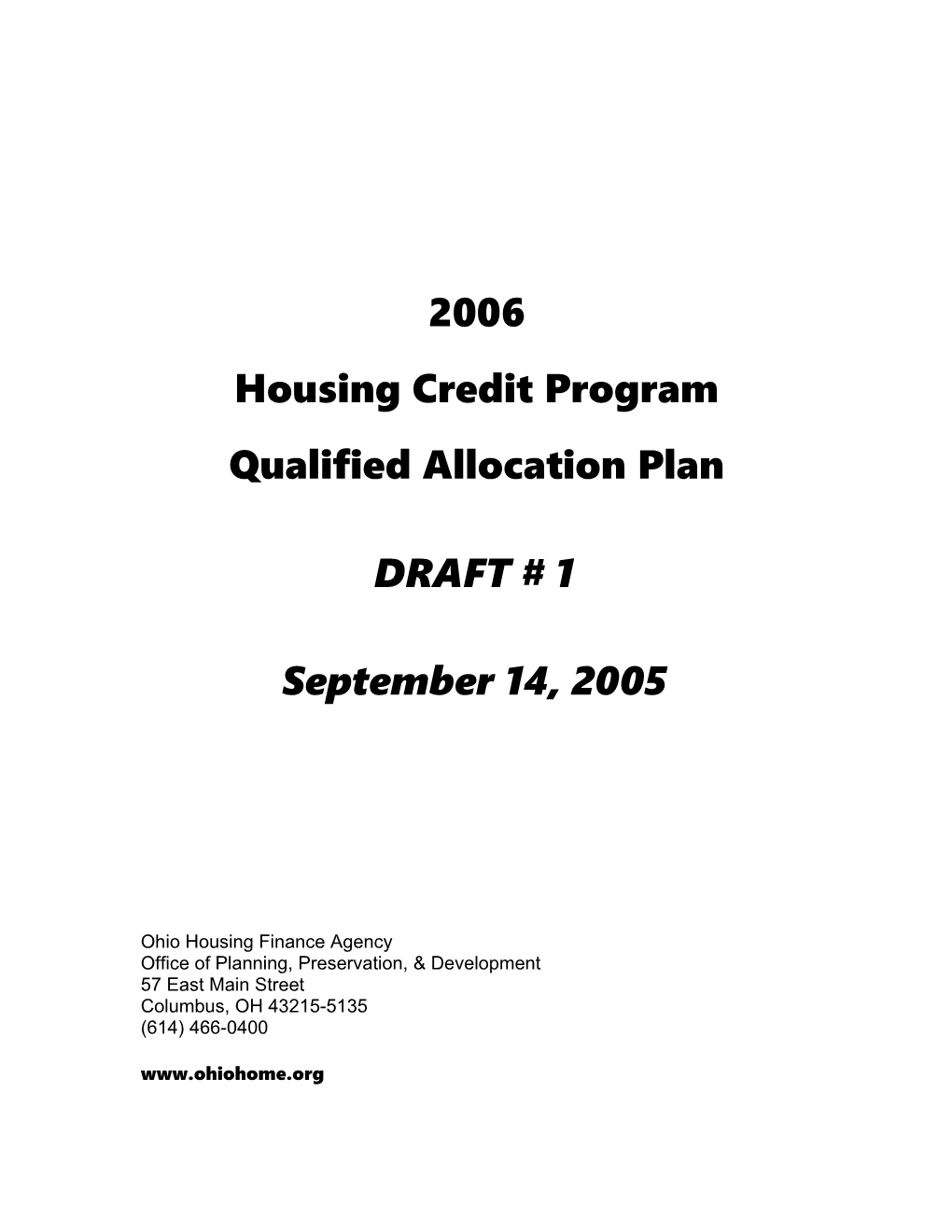 2006 Housing Credit Qualified Allocation Planohio Housing Finance Agency