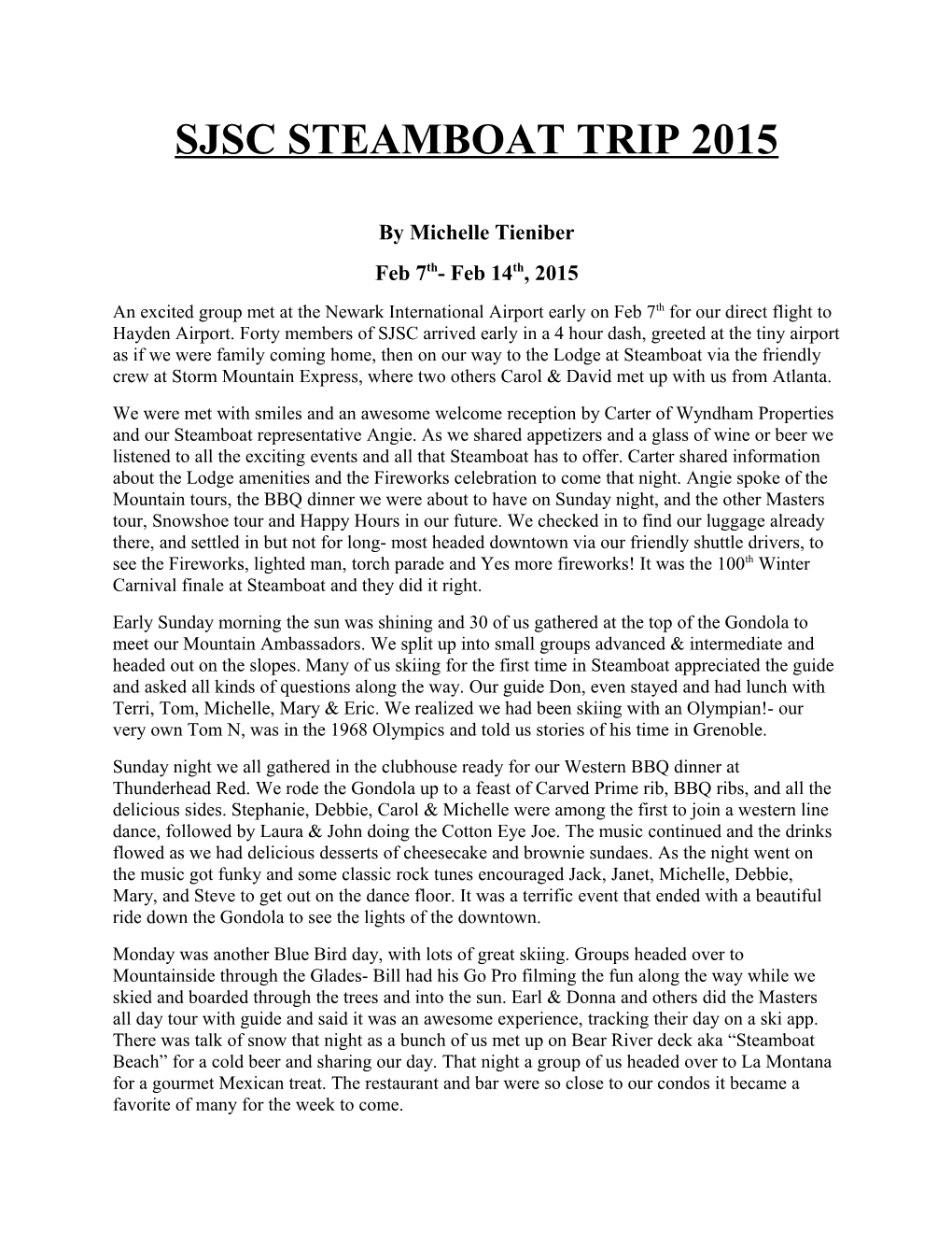 Sjsc Steamboat Trip 2015