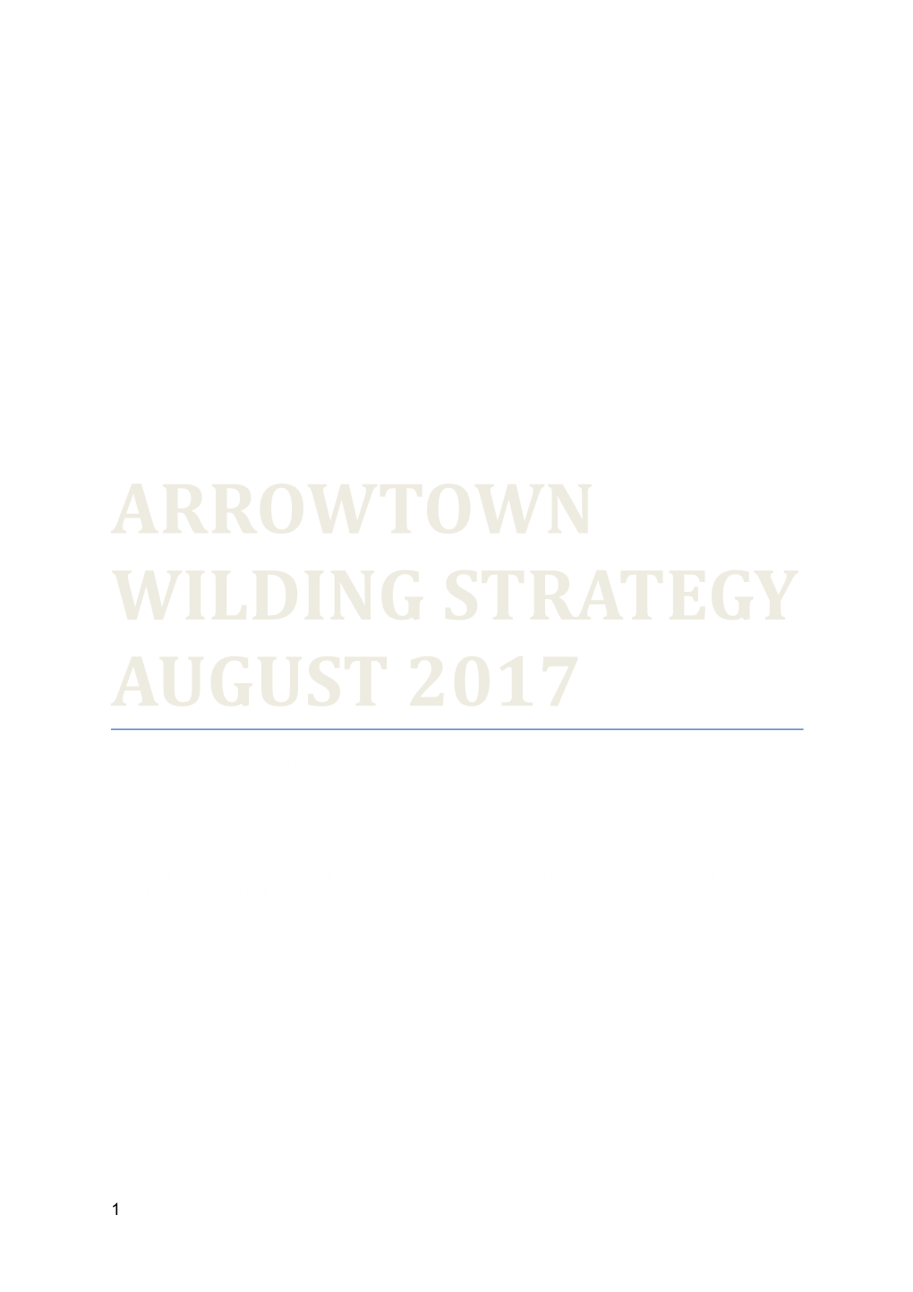 Arrowtown Wilding Strategy August 2017