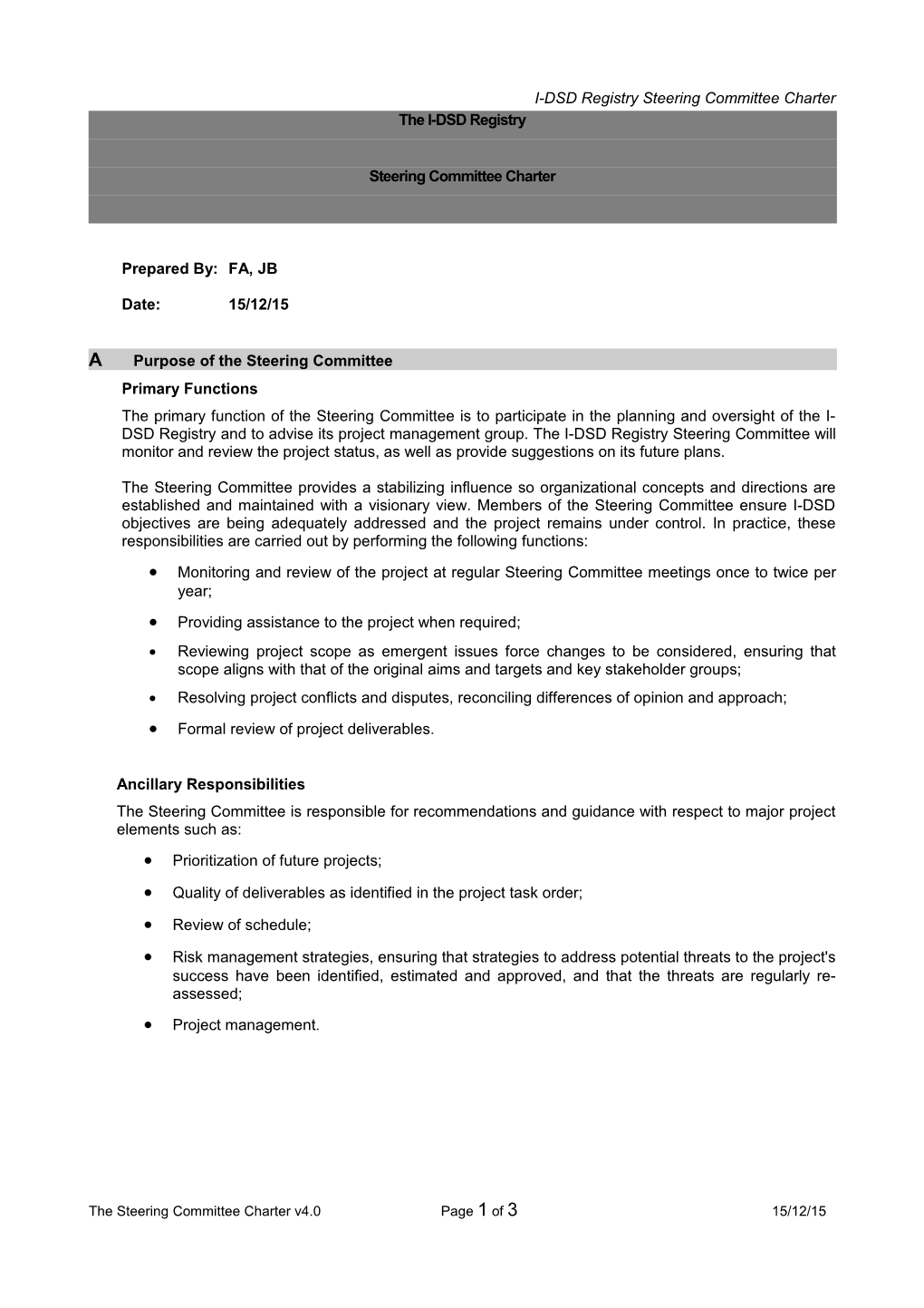 Steering Committee Charter Template