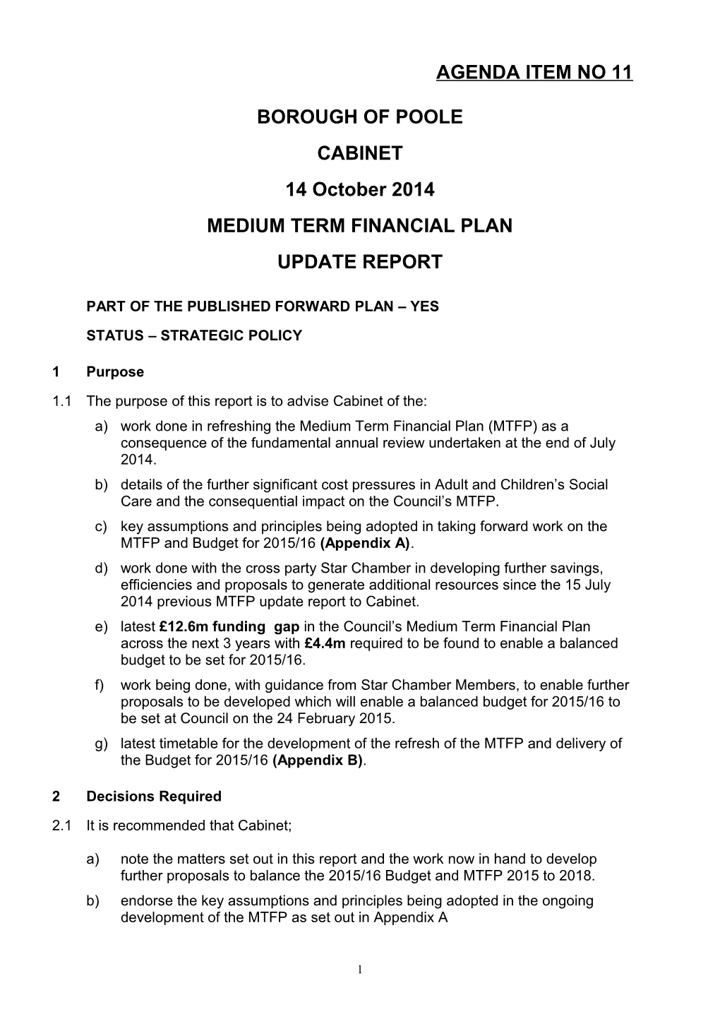 Medium Term Financial Plan 2010 2013