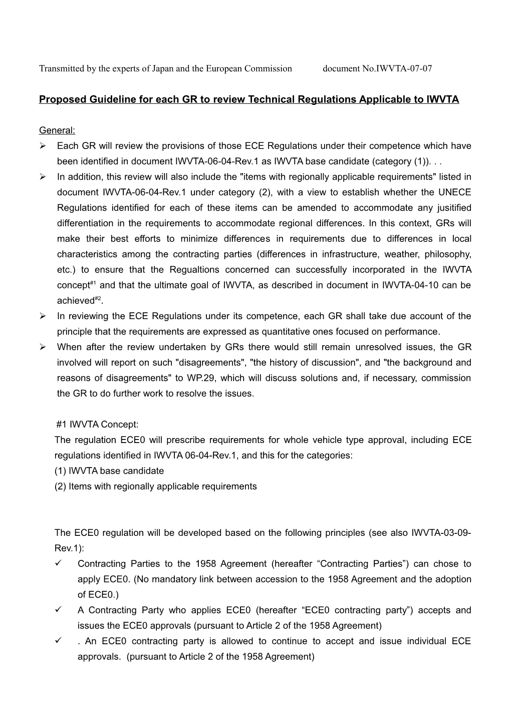 Proposed Guideline for Each GR to Reviewtechnical Regulations Applicable to IWVTA