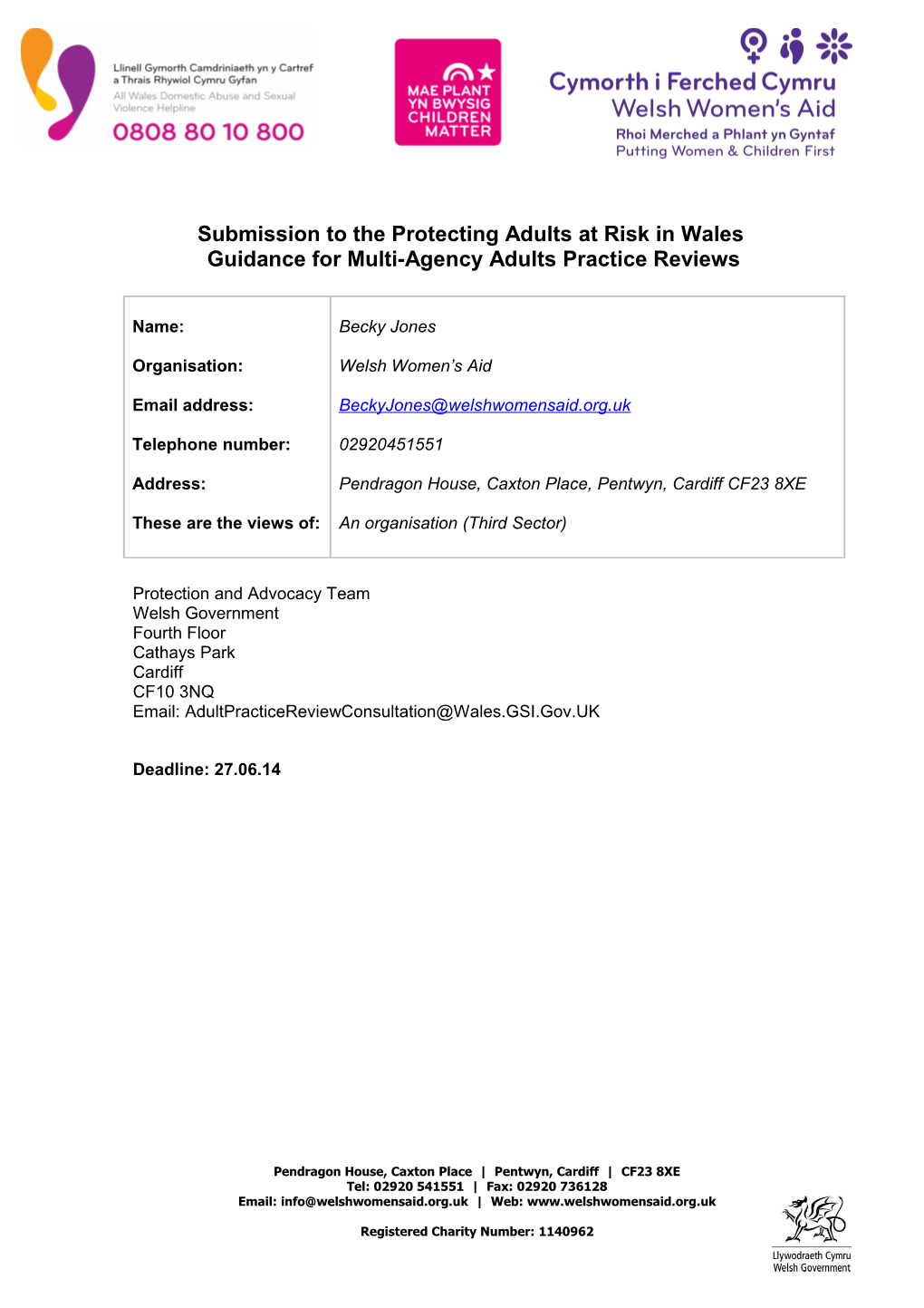 Submission to the Protecting Adults at Risk in Wales