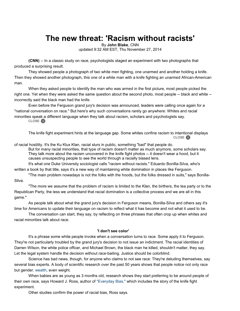 The New Threat: 'Racism Without Racists'