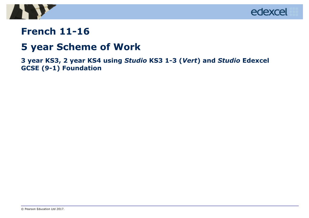 3 Year KS3, 2 Year KS4 Using Studio KS3 1-3 (Vert) and Studio Edexcel GCSE (9-1) Foundation