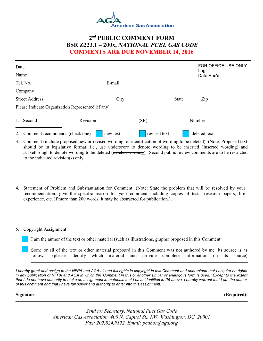 Form for Comments on Nfpa Report on Proposals s1