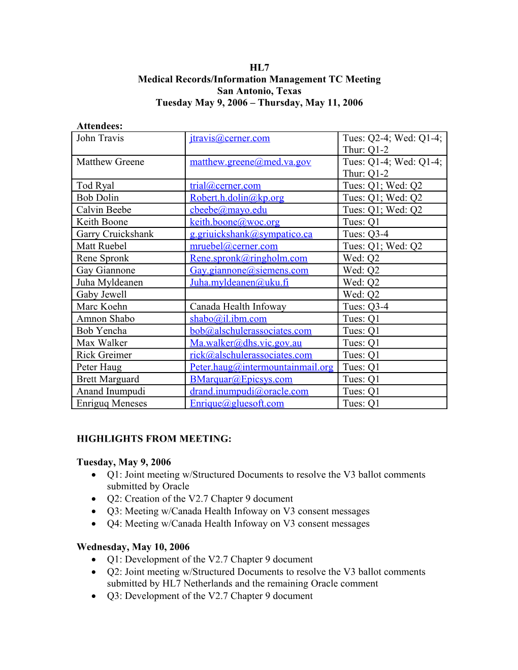 Tuesday Q3 Discussion W/HL7 Canada for Consents