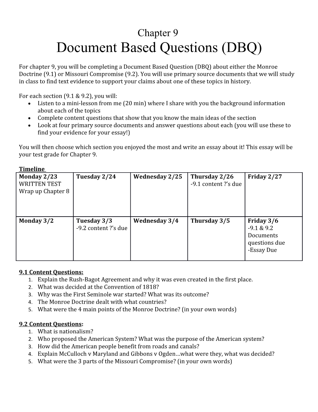 Document Based Questions (DBQ)