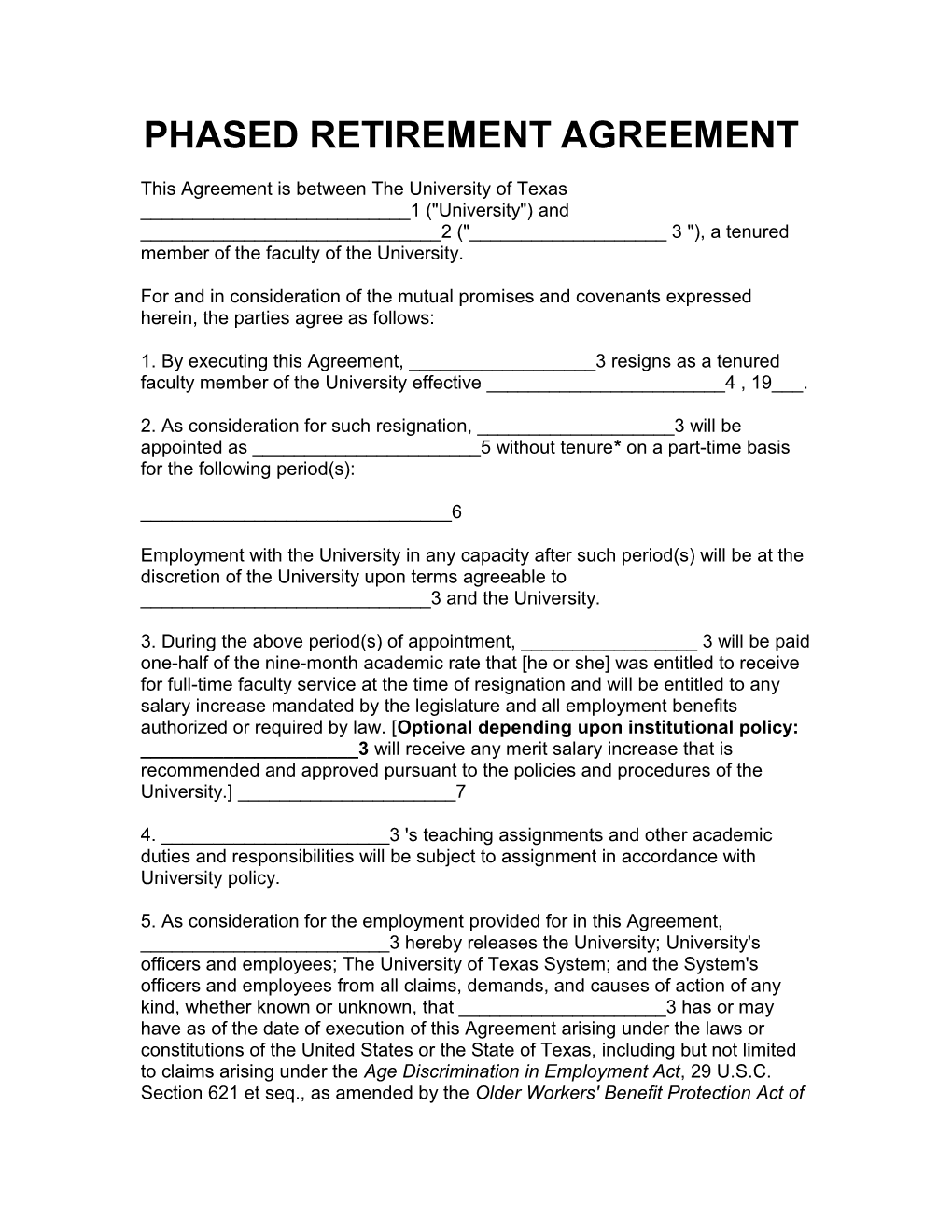 Phased Retirement Agreement