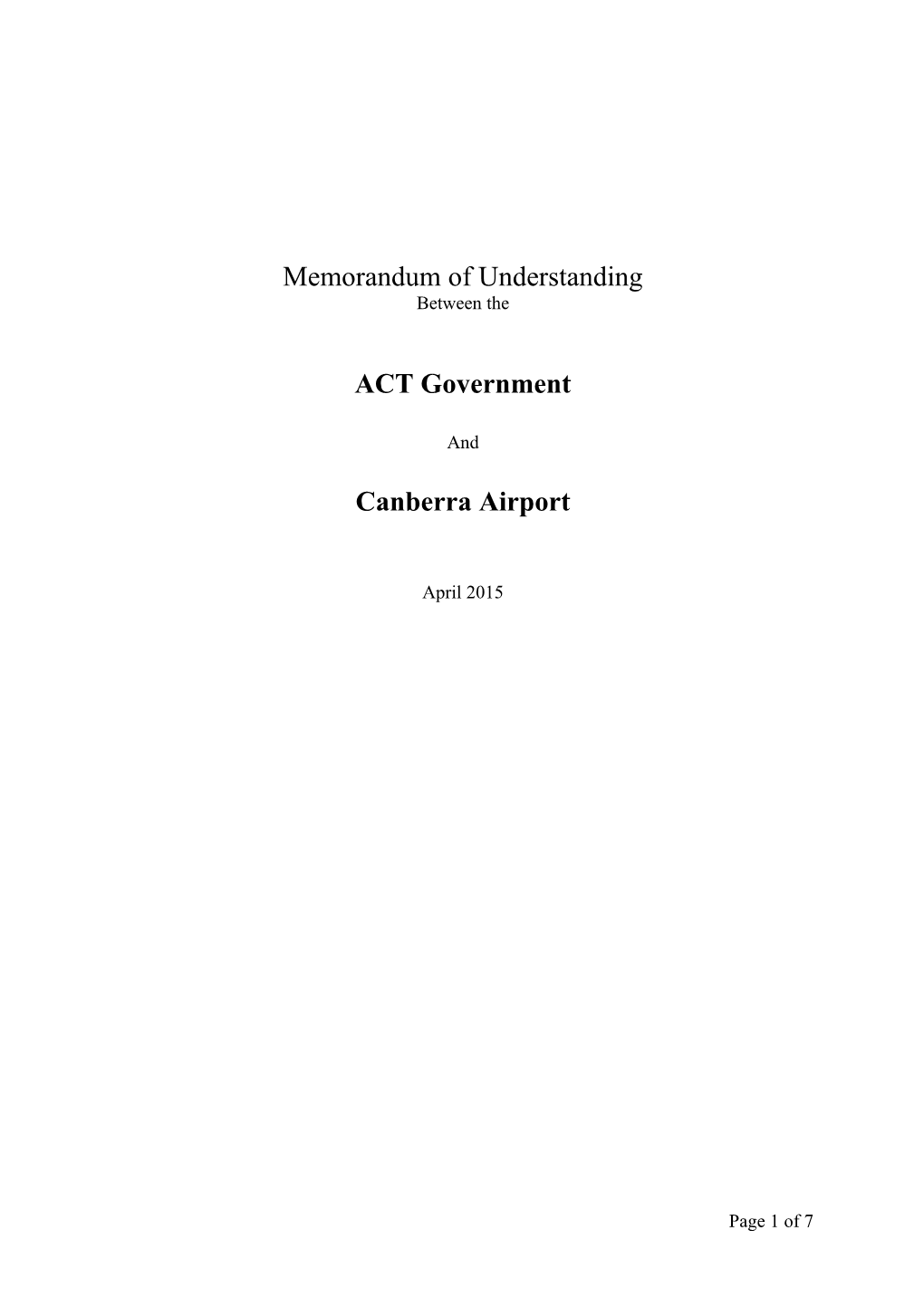 MOU Actgov Canberraairport April 2015