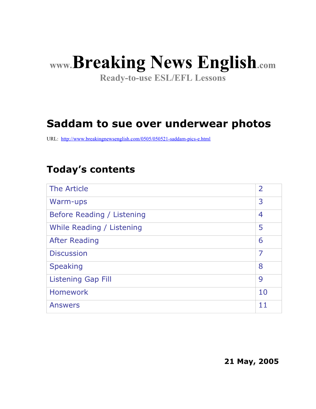 Saddam to Sue Over Underwear Photos