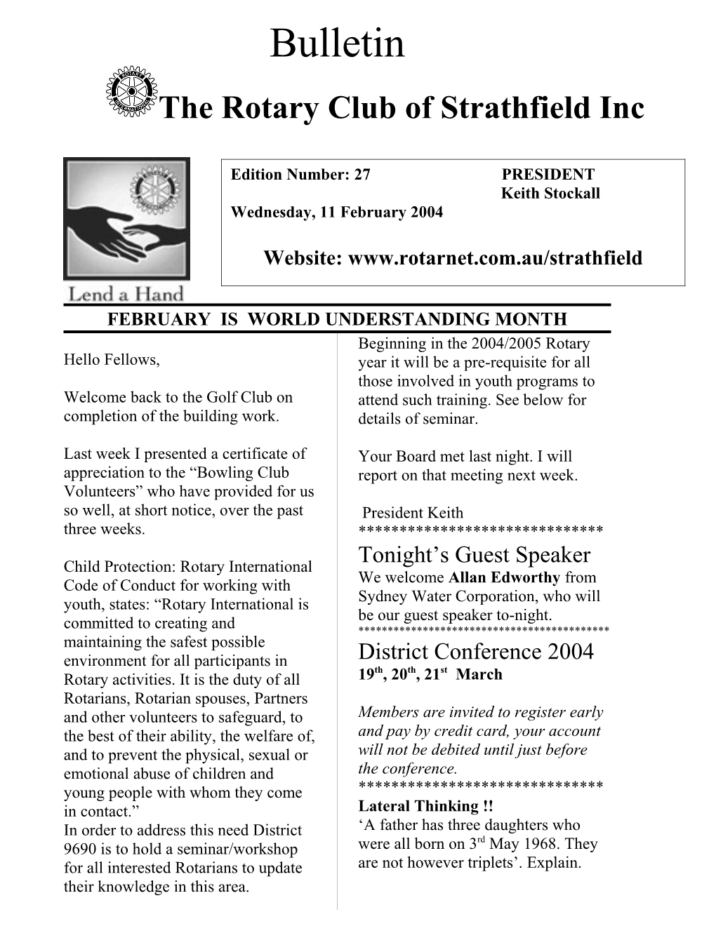 The Rotary Club of Strathfield Inc