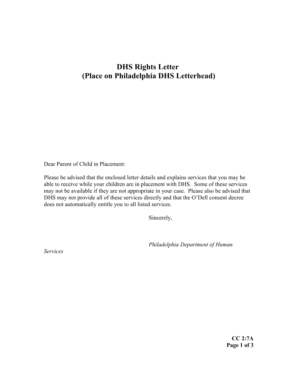 DHS Rights Letter