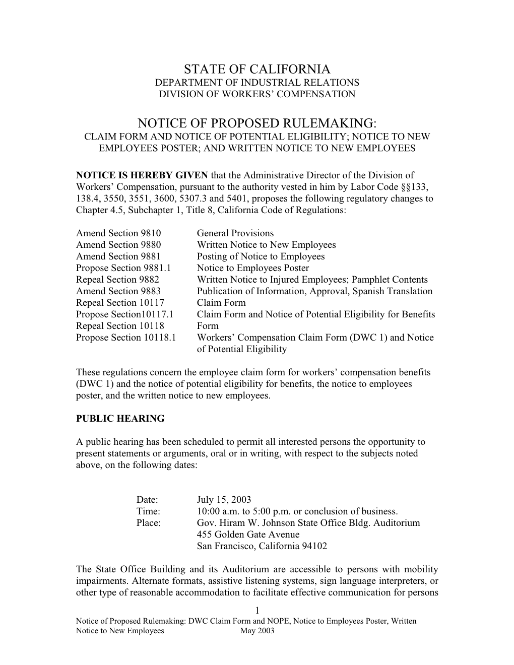 Notice of Proposed Rulemaking