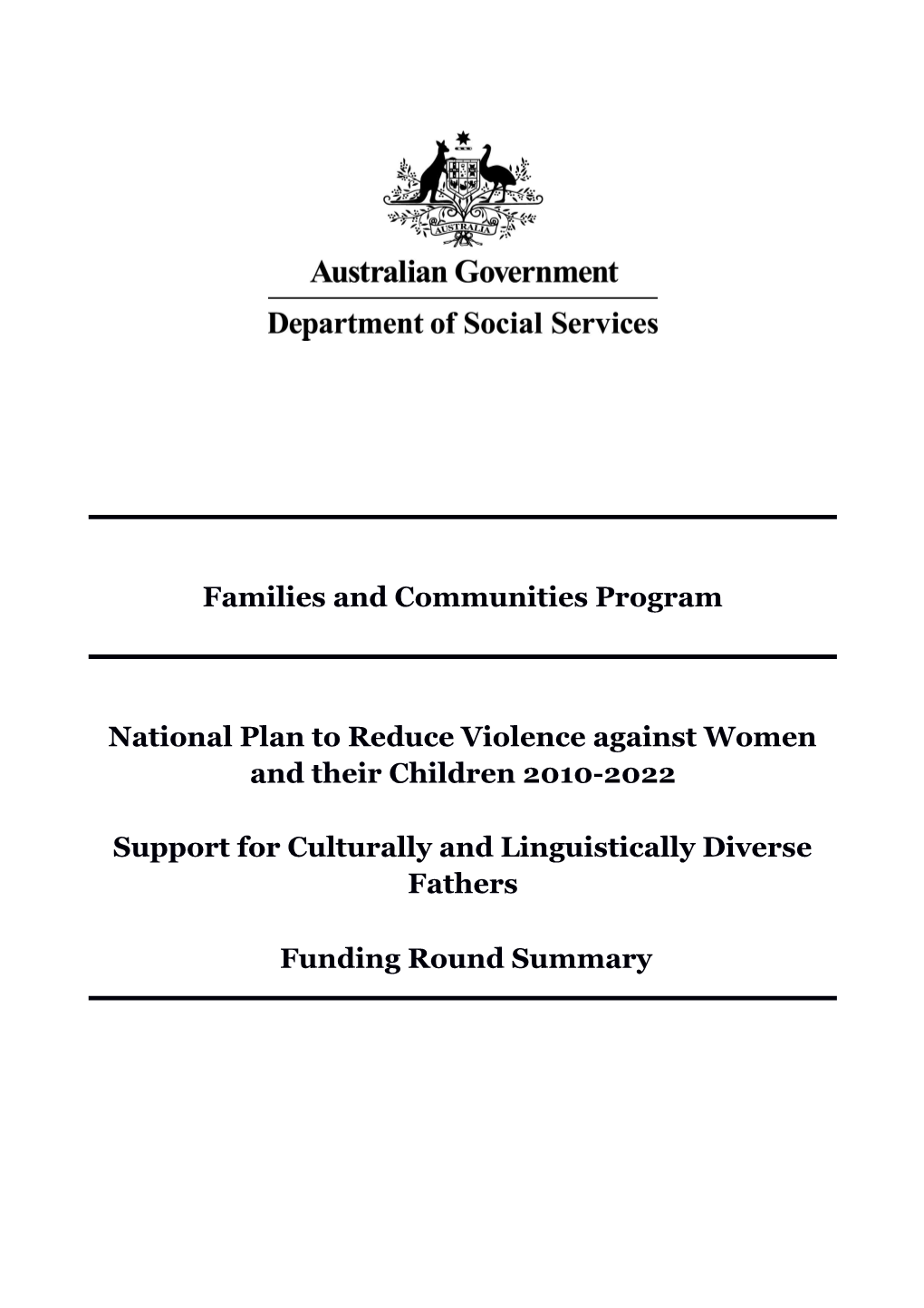 Families and Communities Program