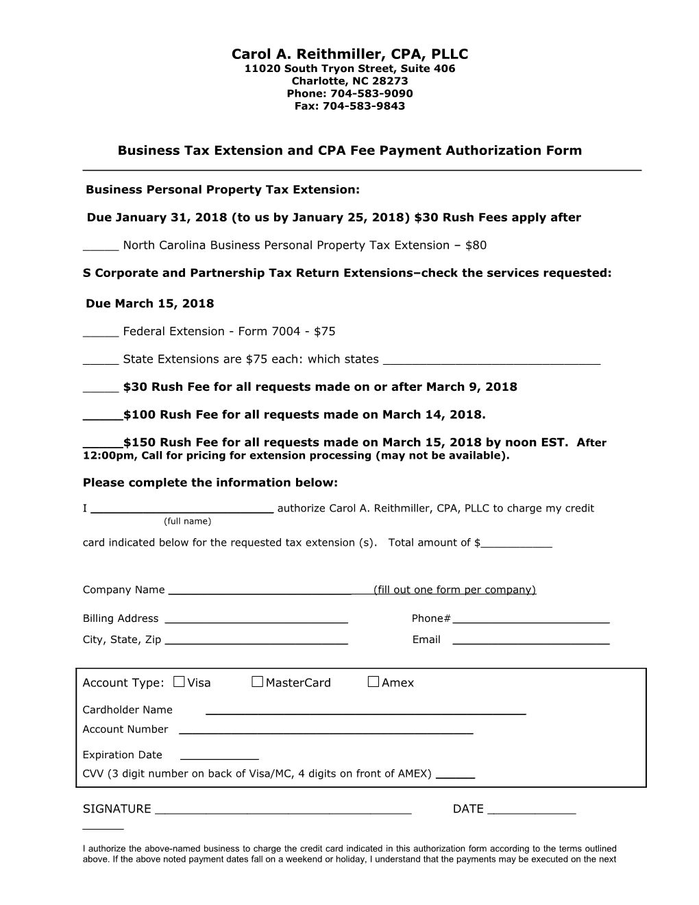 Credit Card Recurring Payment Authorization Form Variable Amount