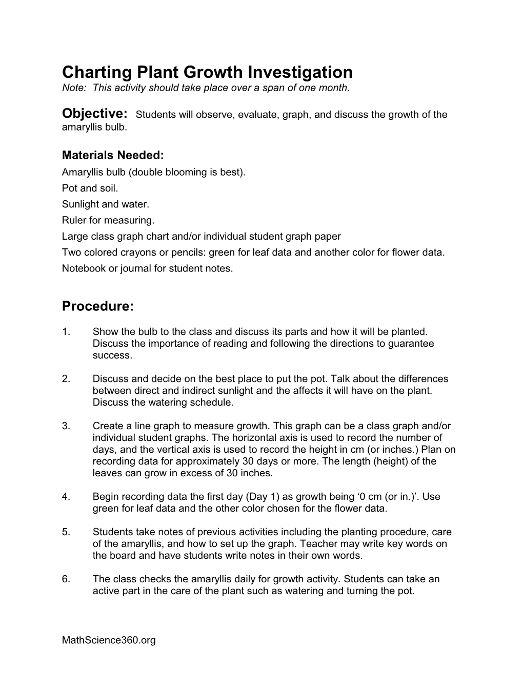 Charting Plant Growth Investigation