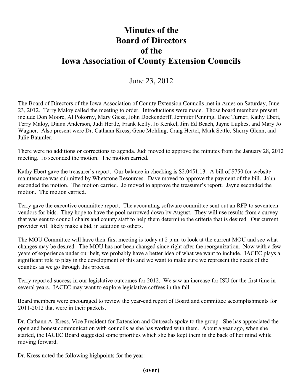 State Extension Council Association