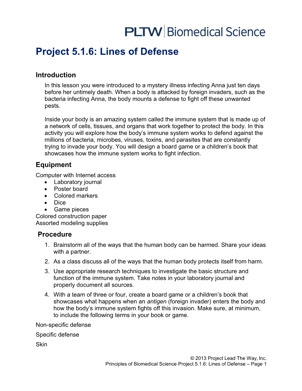 Project 5.1.6: Lines of Defense