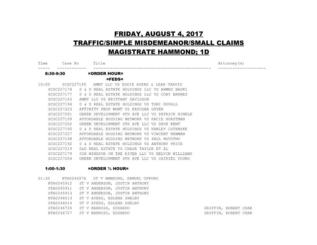 Traffic/Simple Misdemeanor/Small Claims