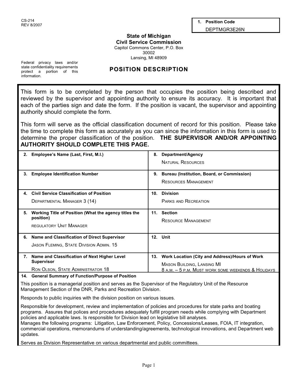 CS-214 Position Description Form s18