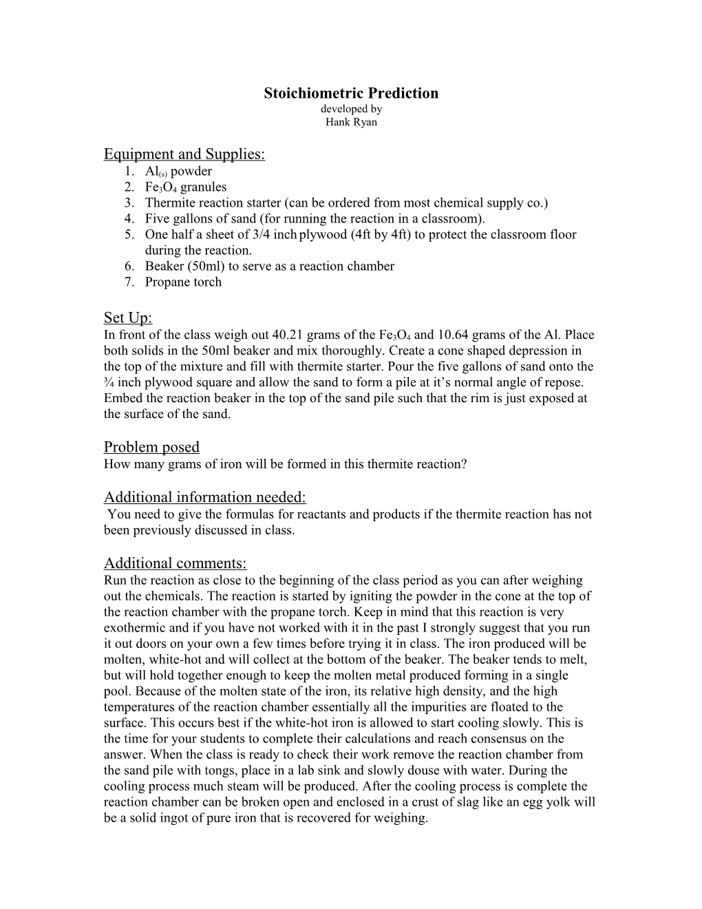 Stoichiometric Prediction