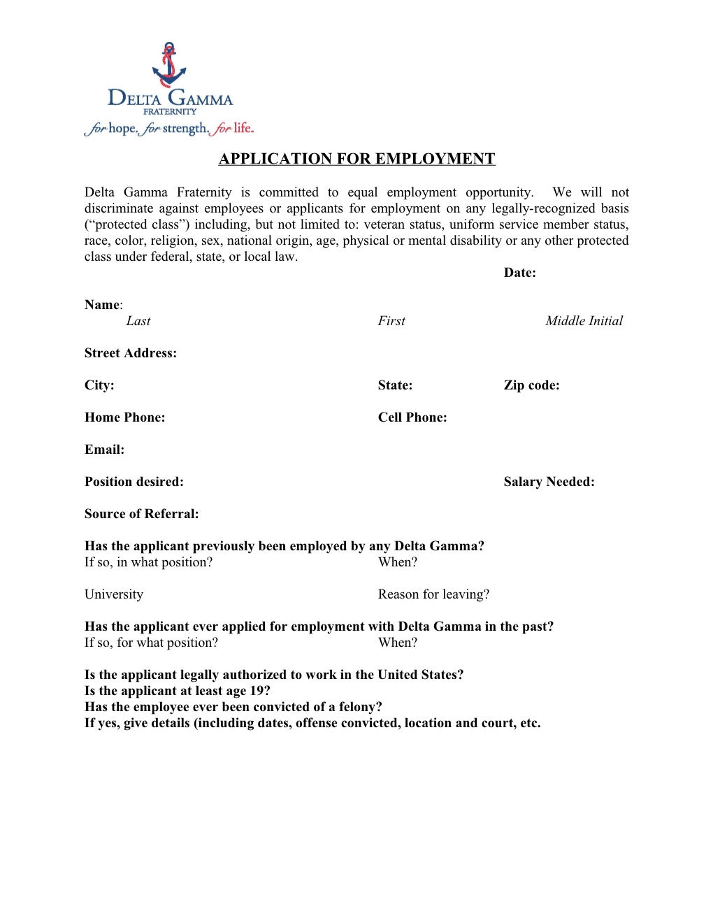 Application for Employment s116
