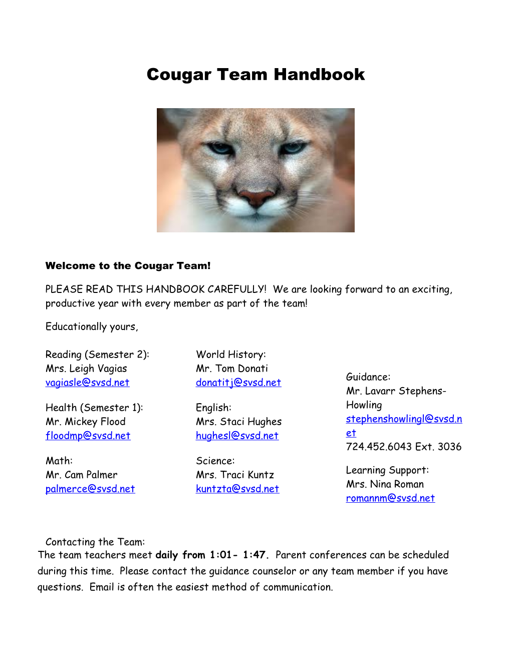 Cougar Team Handbook