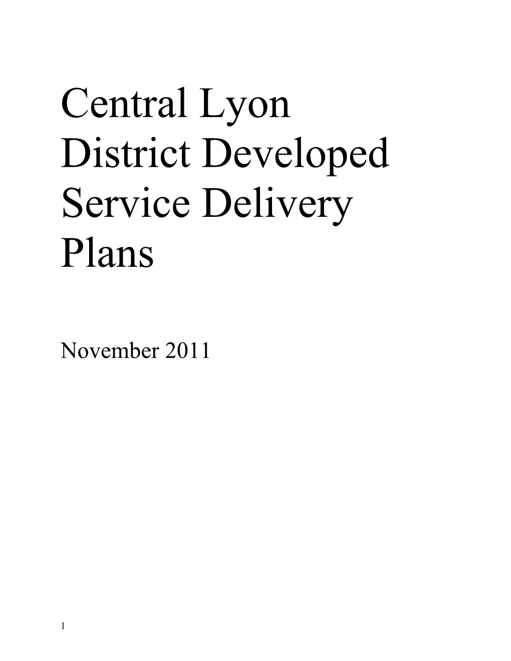 District Developed Service Delivery Plans