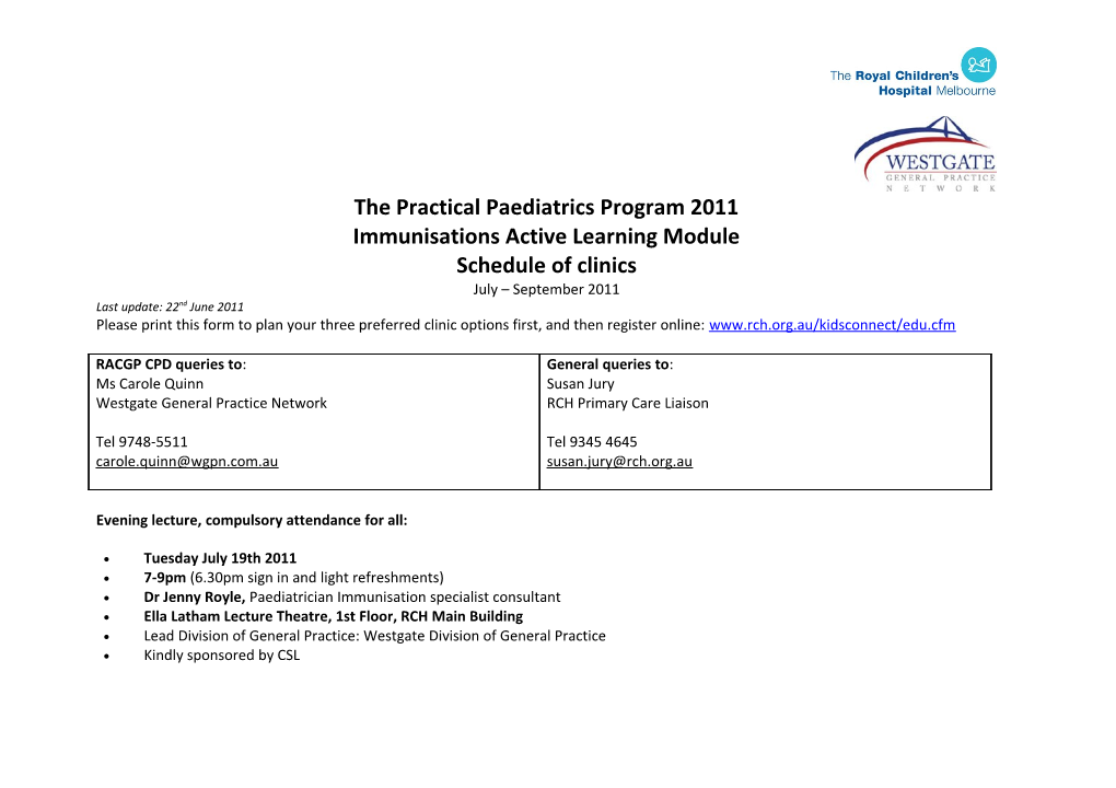 The Practical Paediatrics Program 2011