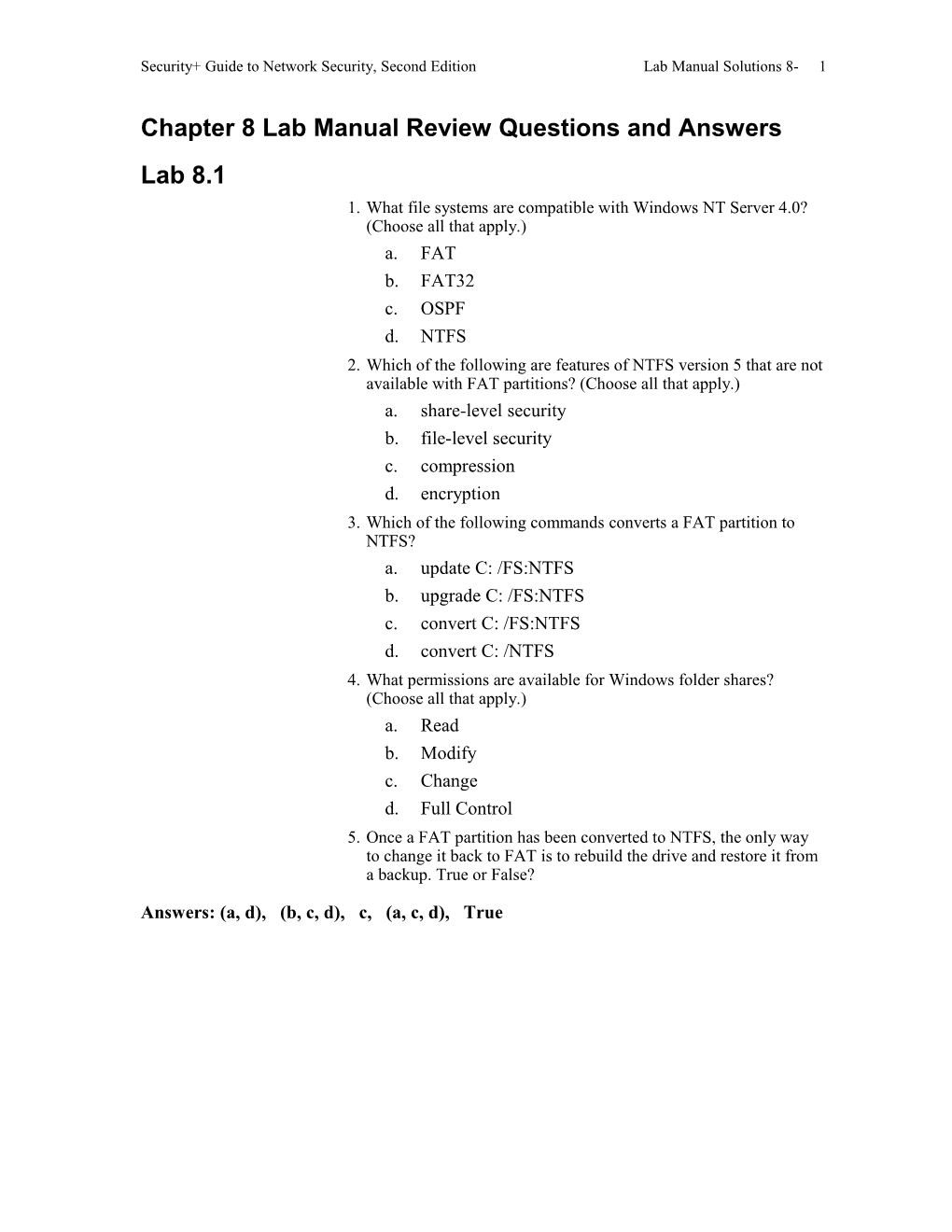 Chapter 8 Lab Manual Review Questions and Answers