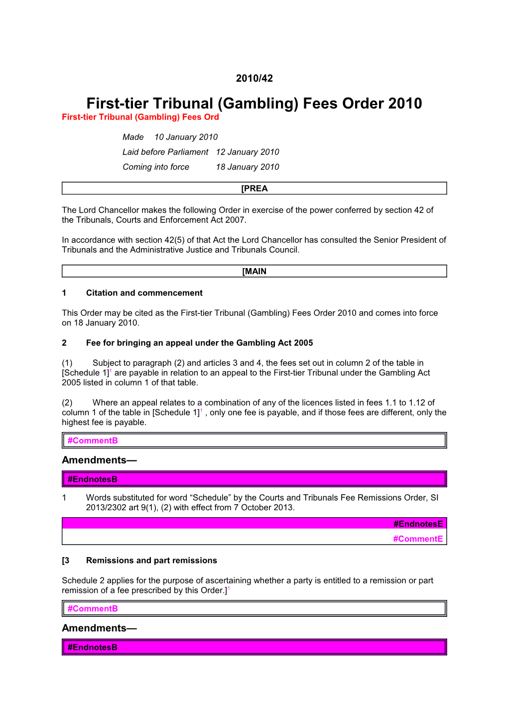 First-Tier Tribunal (Gambling) Fees Order 2010