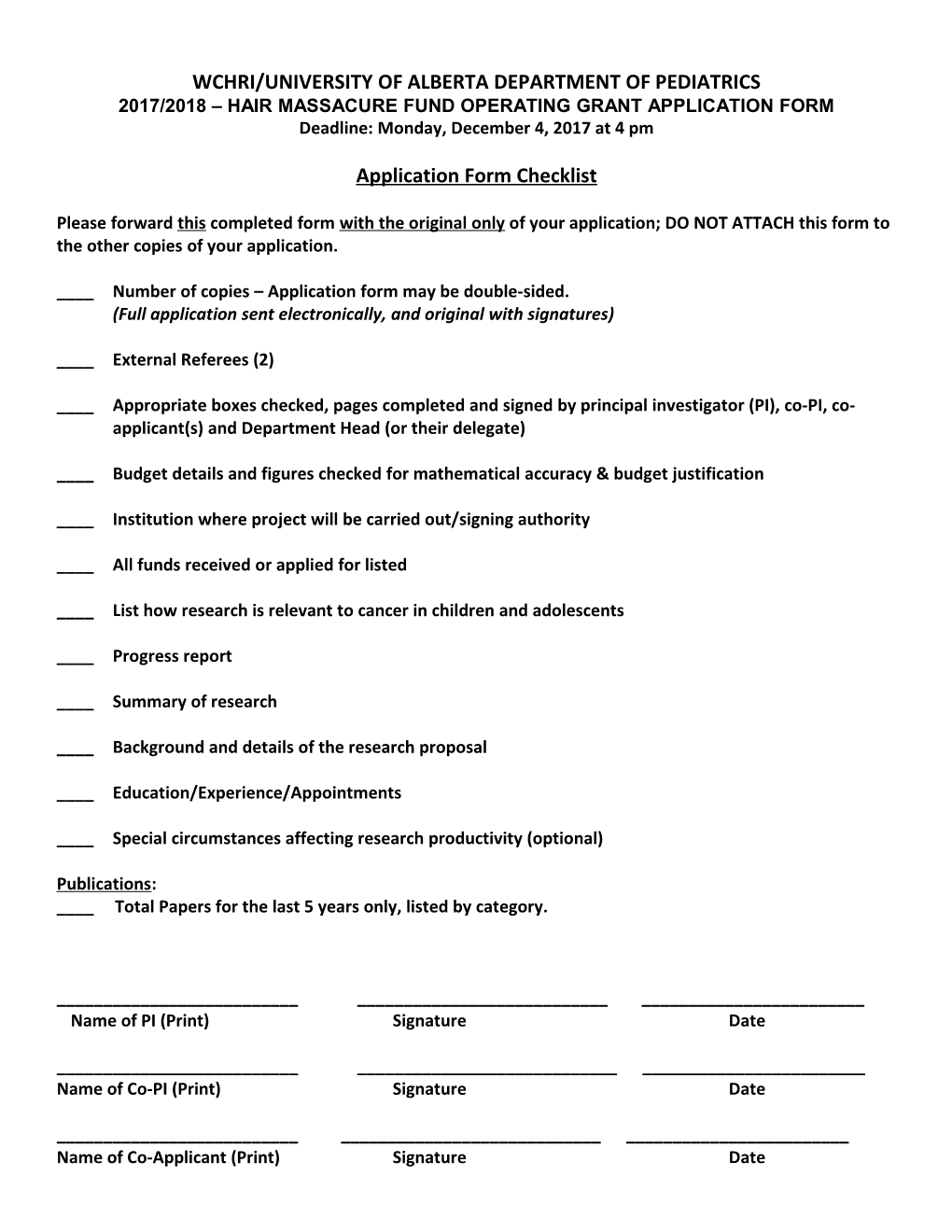 WCHRI/University of Alberta Department of Pediatrics