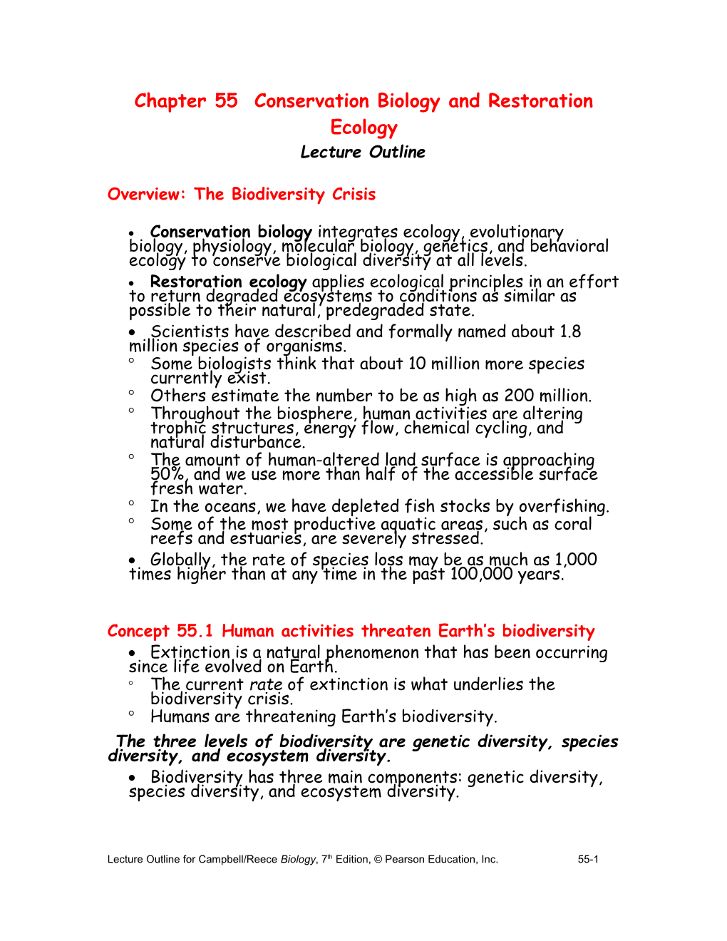 Chapter 55 Conservation Biology and Restoration Ecology