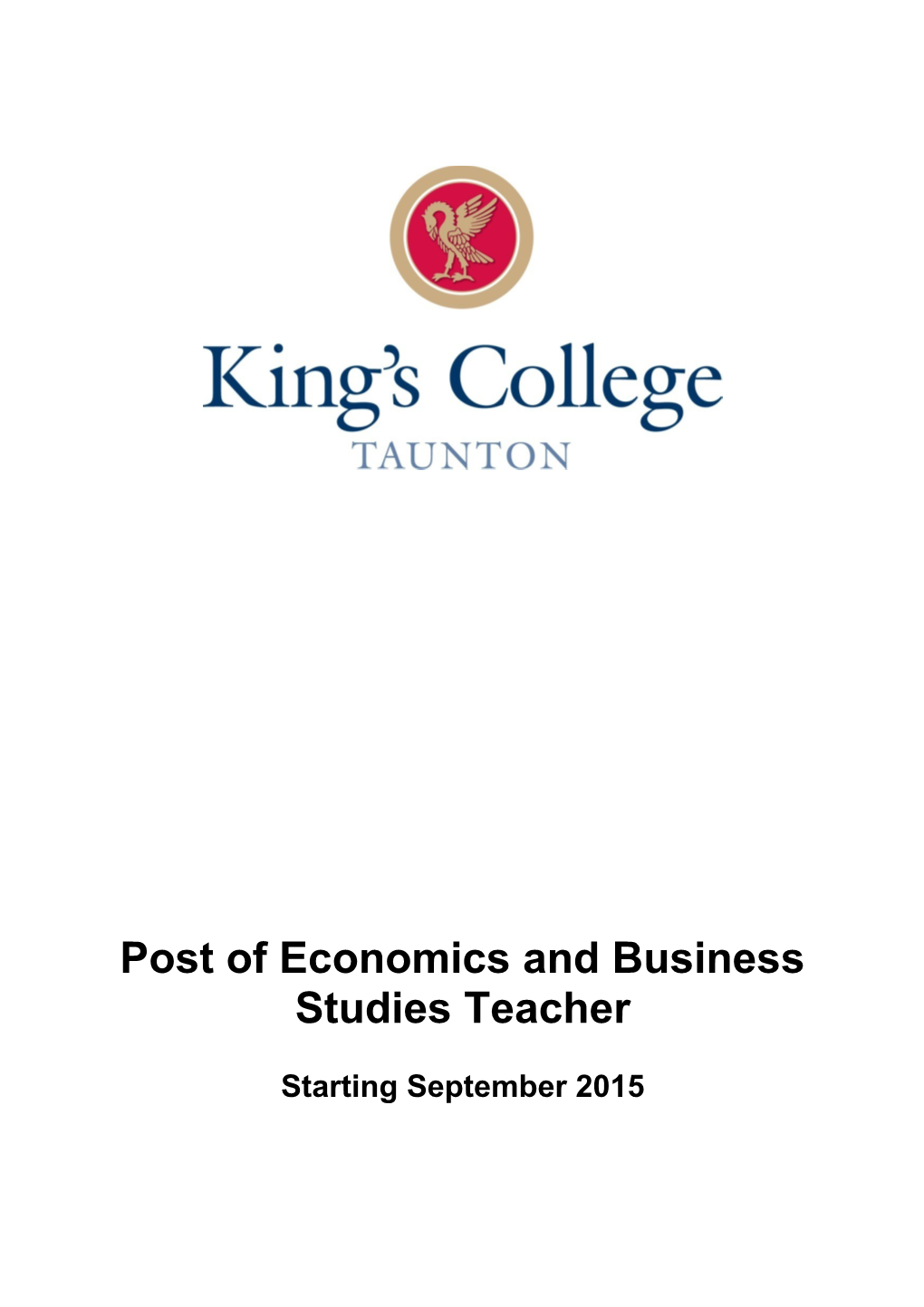 Post of Economics and Business Studies Teacher