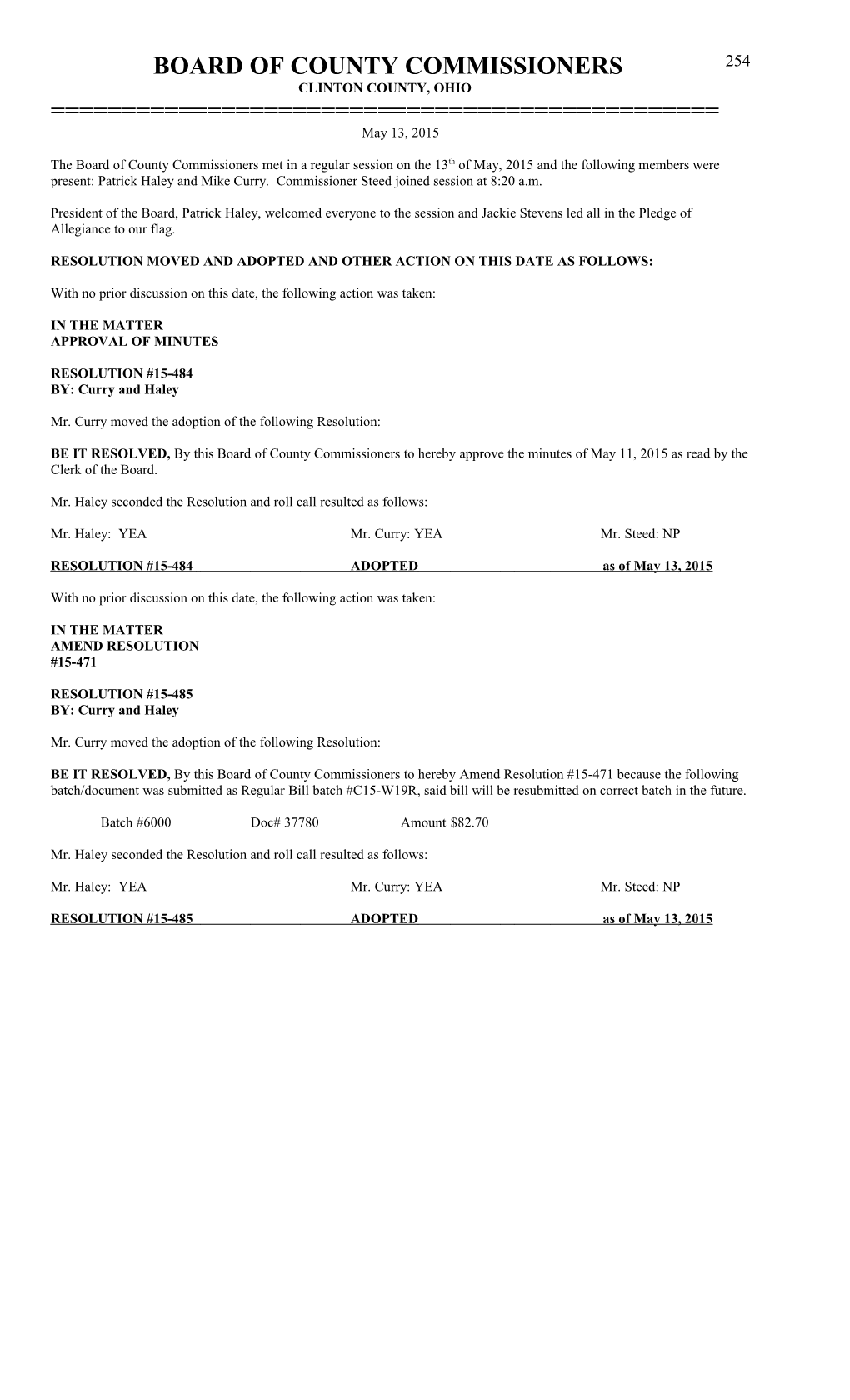 Board of County Commissioners s19