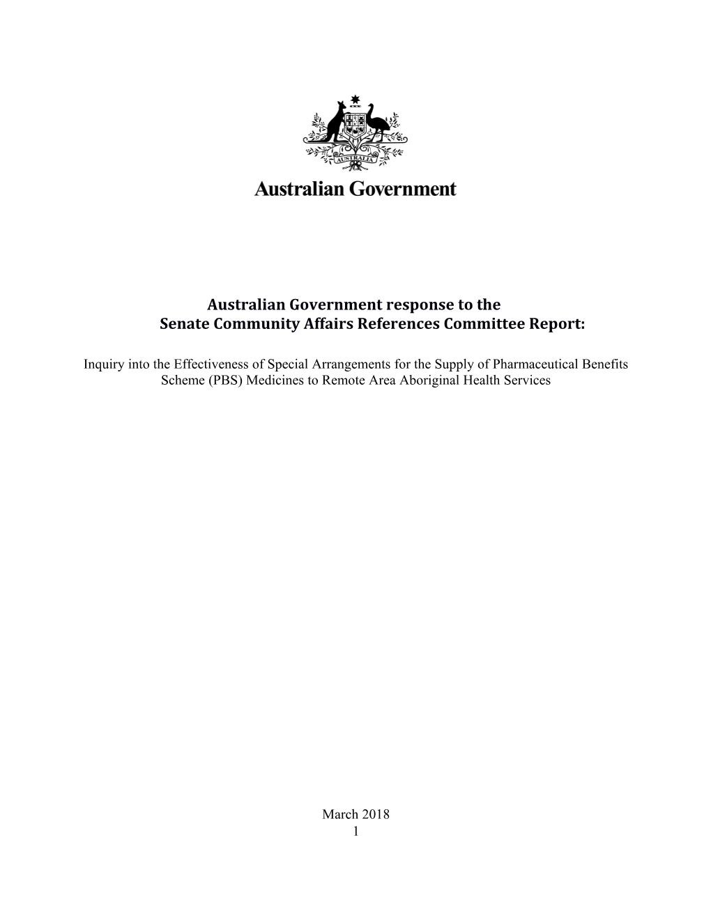 Australian Government Response to Thesenate Community Affairs References Committee Report