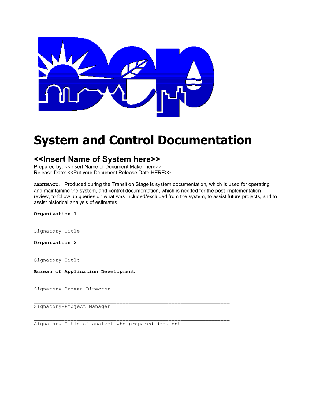System and Control Documentation