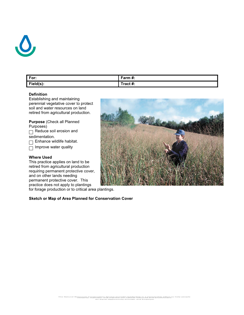 Conservation Cover Job Sheet