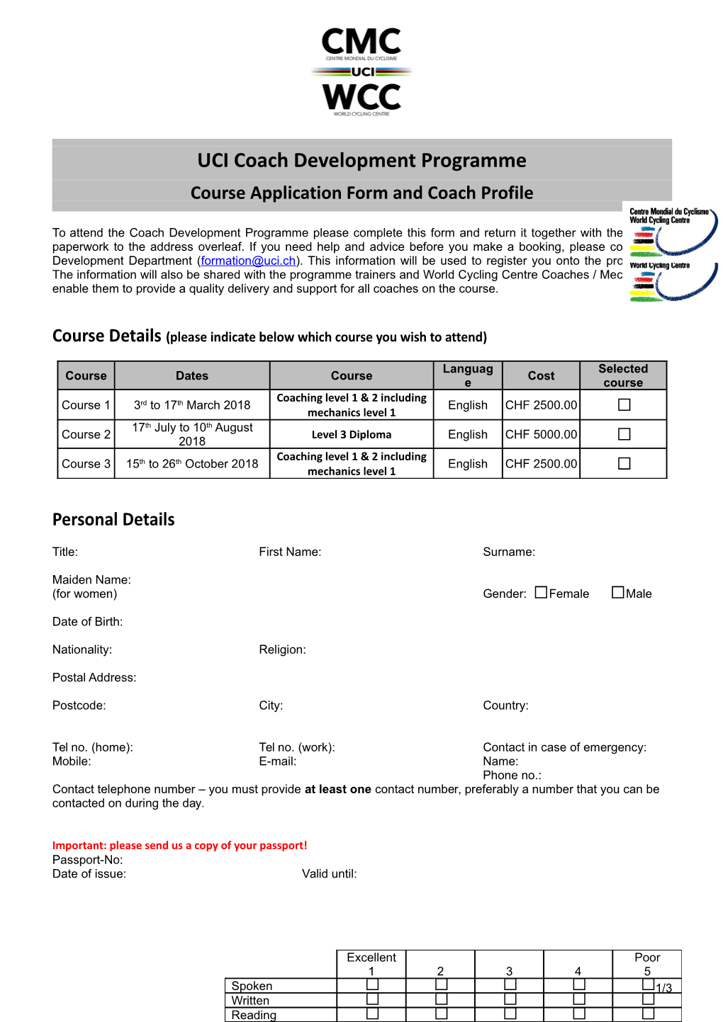 UCI Coach Development Programme