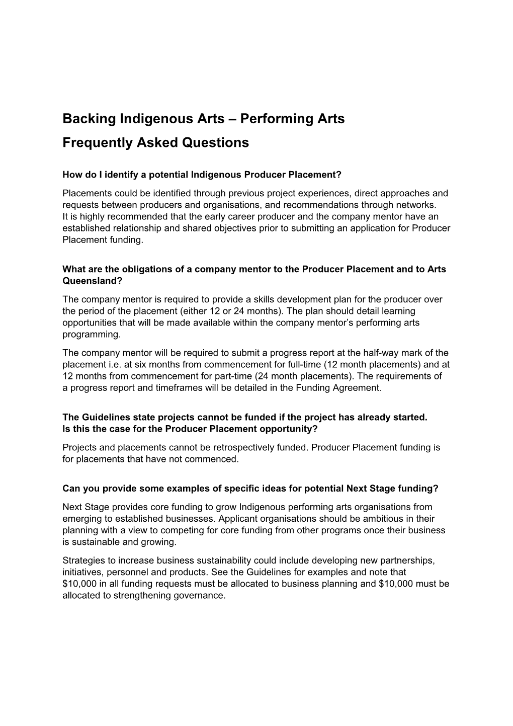 Backing Indigenous Arts Performing Arts