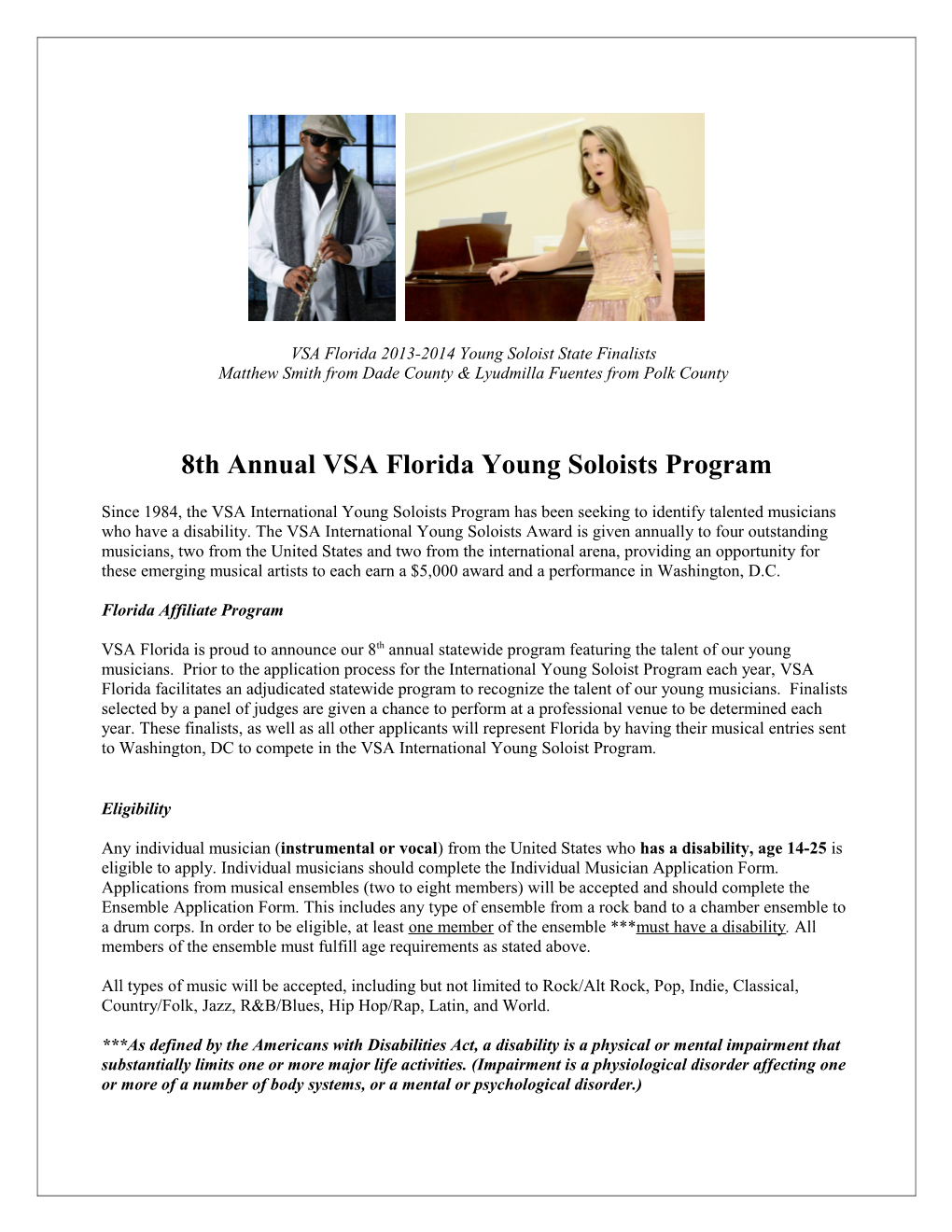 VSA Florida 2013-2014 Young Soloist State Finalists
