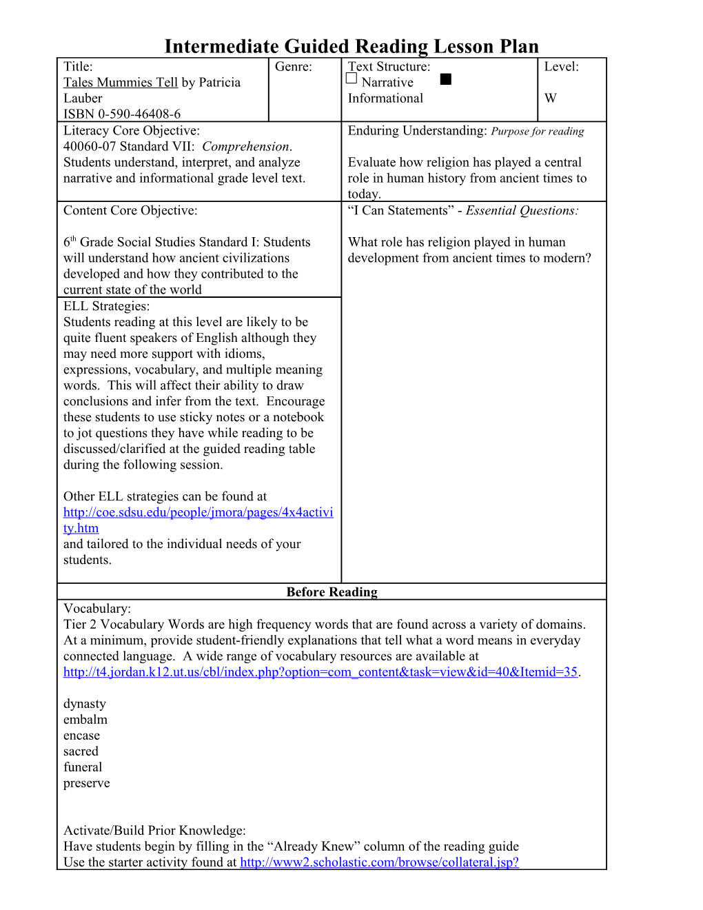 Primary Guided Reading Lesson Plan s8