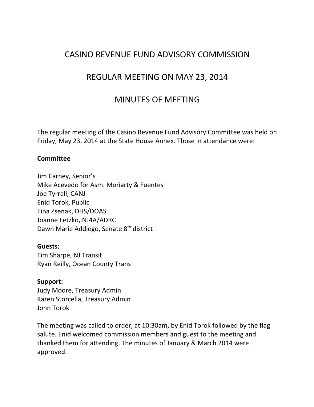 Casino Revenue Fund Advisory Commission