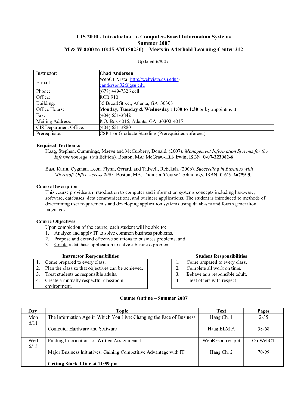 CIS 2010 - Introduction to Computer-Based Information Systems