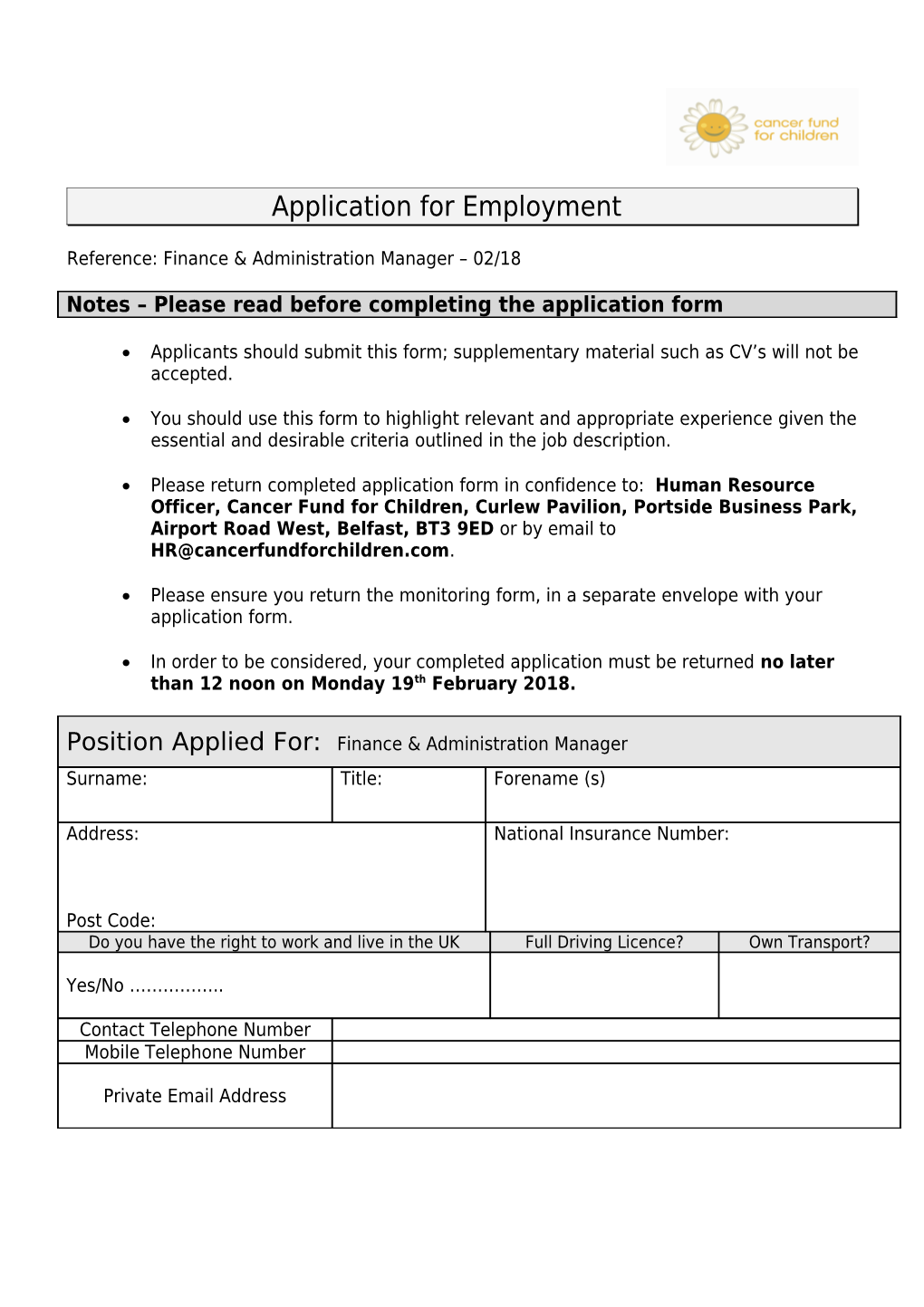 Application for Employment s113